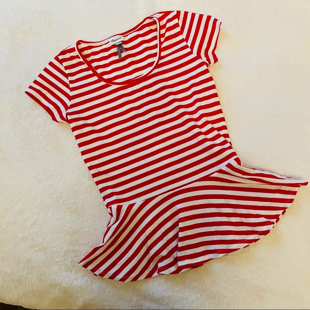NEW Red Striped Peplum T-Shirt